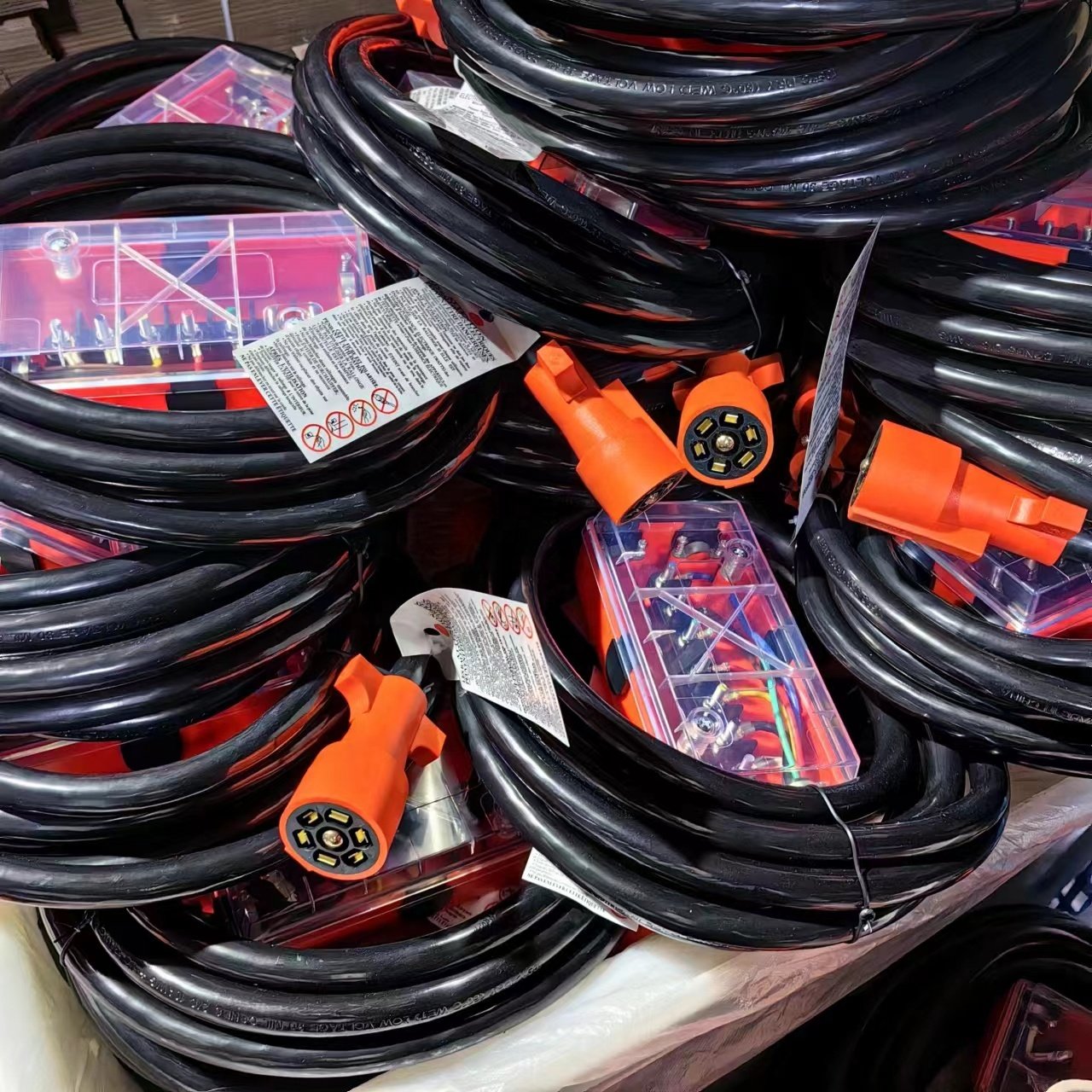 OEM 7 Way Plug Trailer Cord 7 Pole Junction Box 8FT 7 Gang Terminals Trailer Electrical Box for Rewiring RV Camper Trailer Light