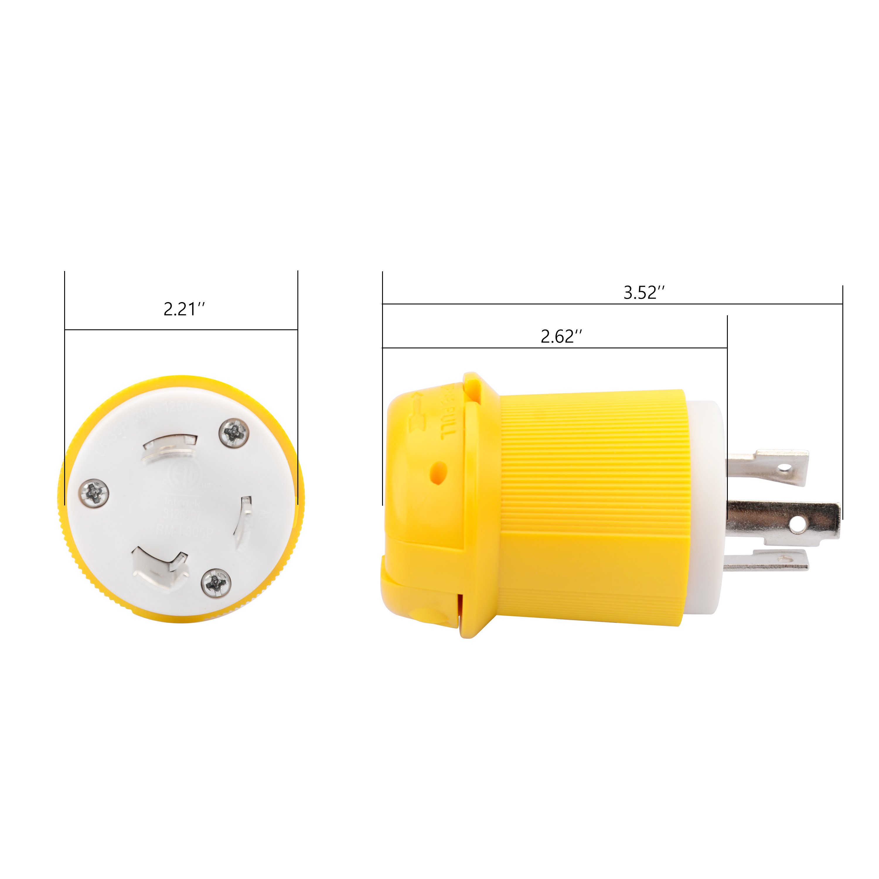P017 NEMA L5-30P & NEMA L5-30R Locking Plug and Connector Set, Generator Twist Lock Plug Socket, 30 Amp 125V 2 Pole 3 Wire