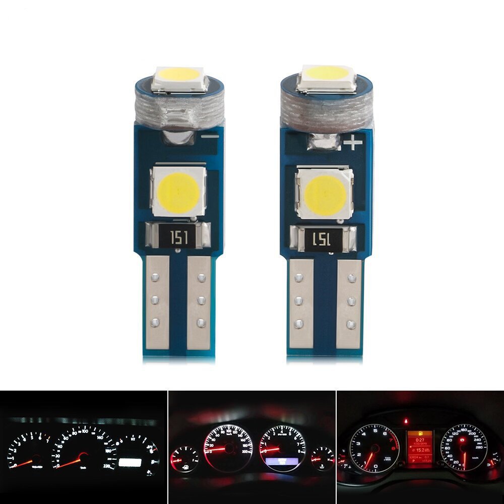 Automobile T5 instrument lamp 2835 3SMD modified LED lamp small plug bulb 12V width indicator lamp instrument panel