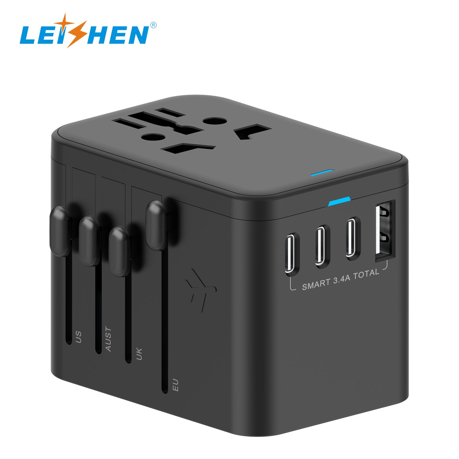 LEISHEN Universal Travel Adapter , All-in-One International Power Plug Adaptor Worldwide Charger for EU US UK AU 200+Countries
