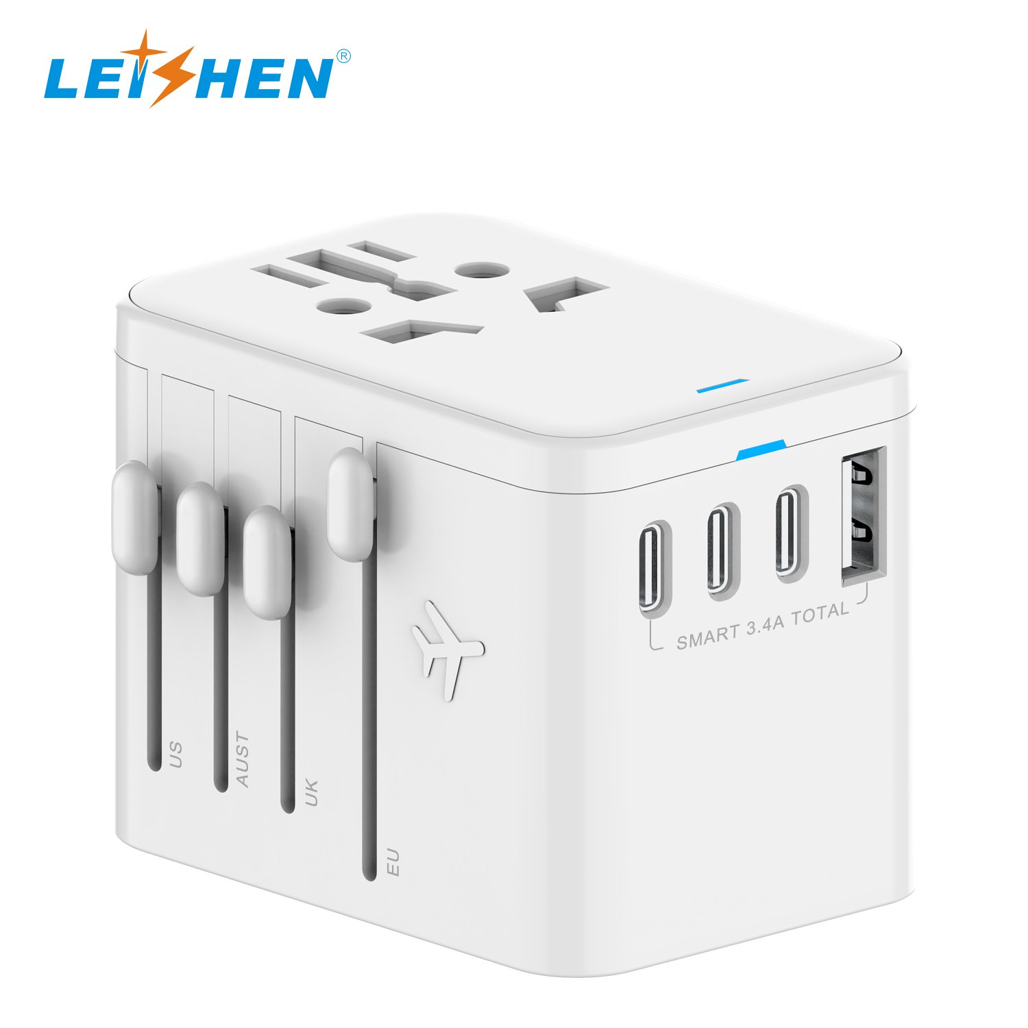 LEISHEN Universal Travel Adapter , All-in-One International Power Plug Adaptor Worldwide Charger for EU US UK AU 200+Countries