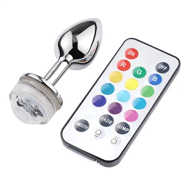 Color Changing Anus Enlarge Anal Butt Plug With Remote Anal Light Up Plug Metal Anal Plug With Led Lights 3 Piece Set