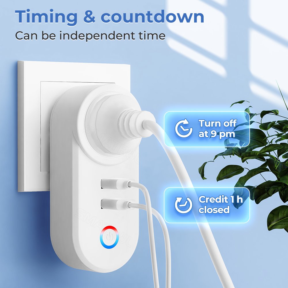 SMATRUL 3 Pin Plug South Africa India To Eu Uk Us Outlet Adapter Electrical For Google Home Alexa Tuya Wifi Smart USB Socket