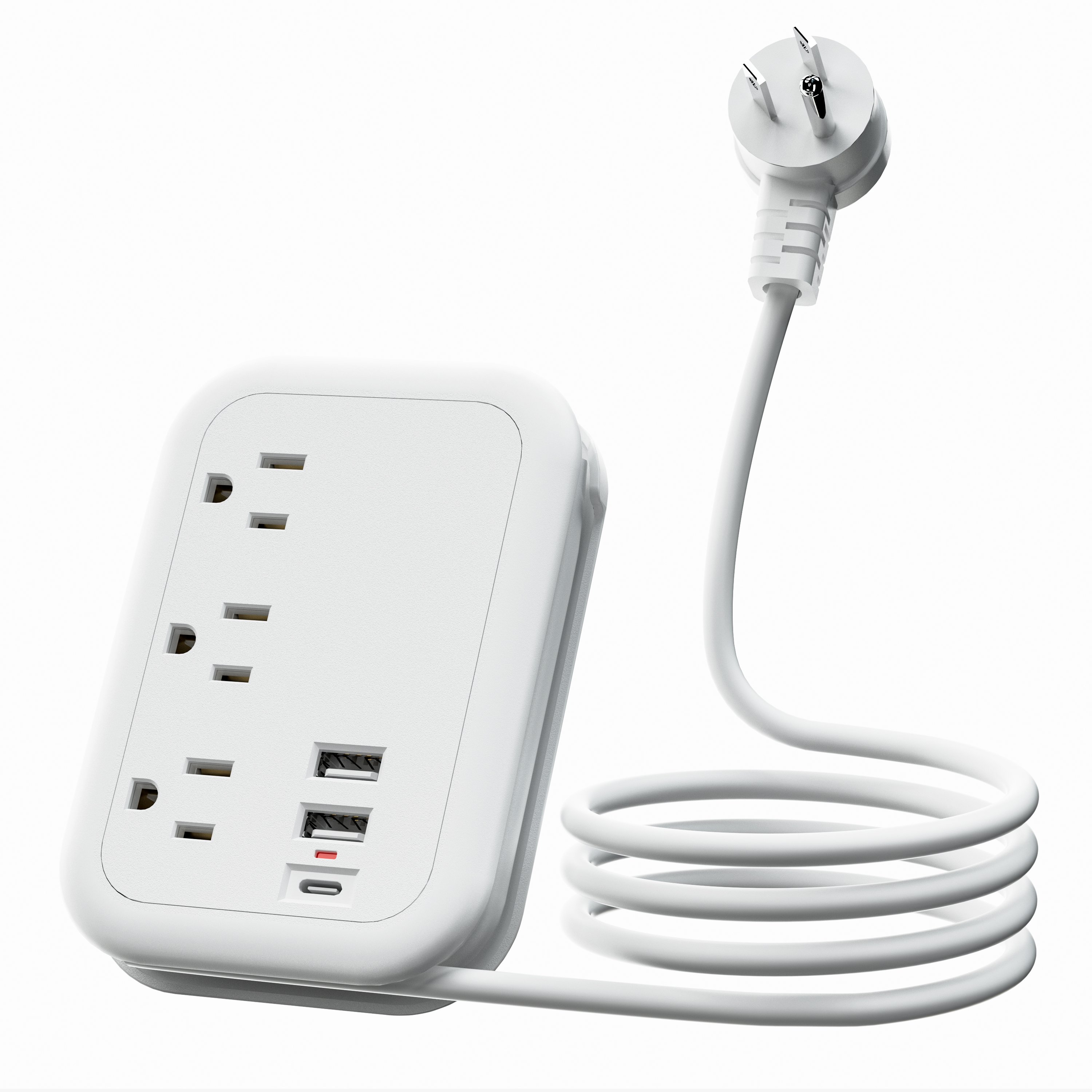 Supplier Direct Selling 3 Way 2 USB Ports+1 Type-C Surge Protector Plug Socket Power Outlet Plug