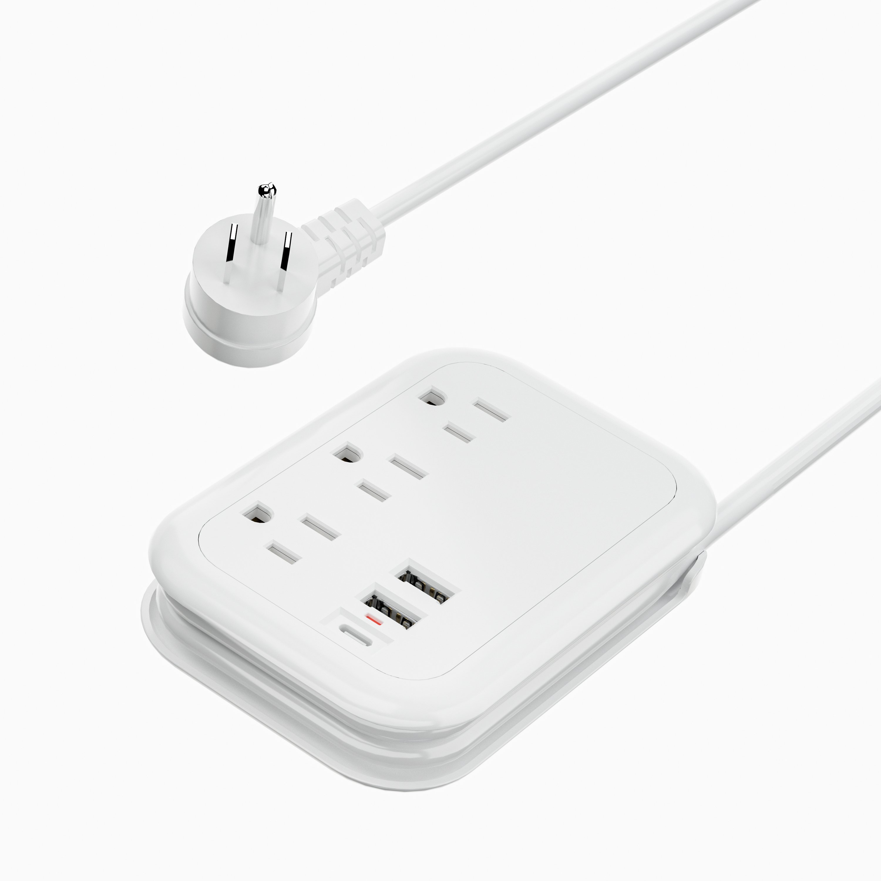 Supplier Direct Selling 3 Way 2 USB Ports+1 Type-C Surge Protector Plug Socket Power Outlet Plug