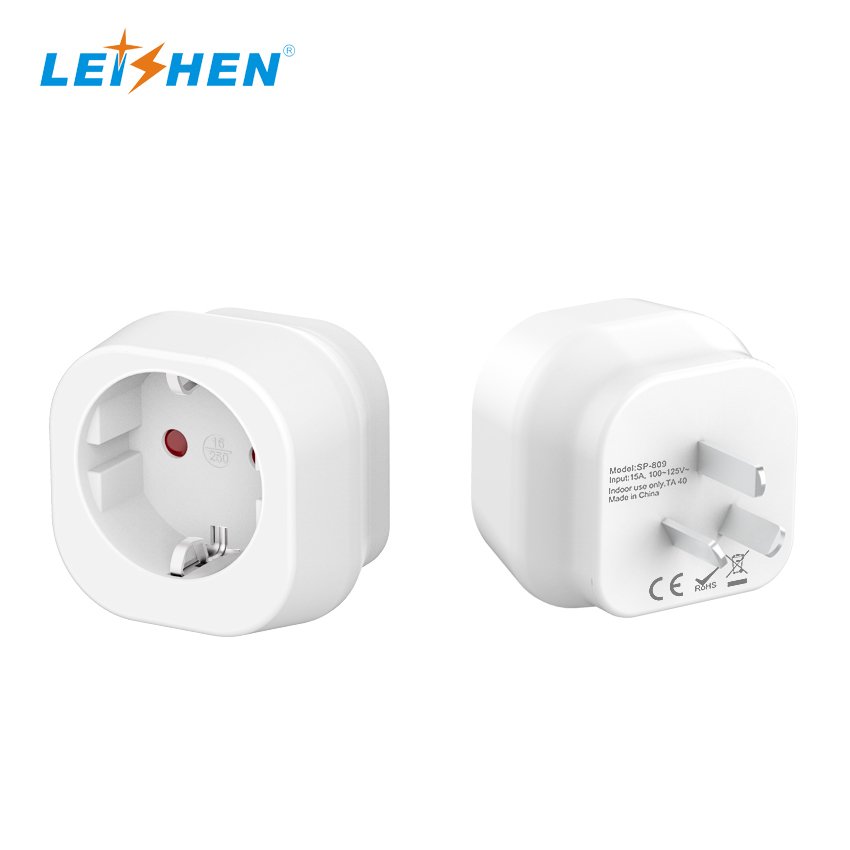 Leishen Wholesale CE Certified Self-Locking UKCA EU to AUST Plug Adapter European Plug Adapter to Australia Power Converter