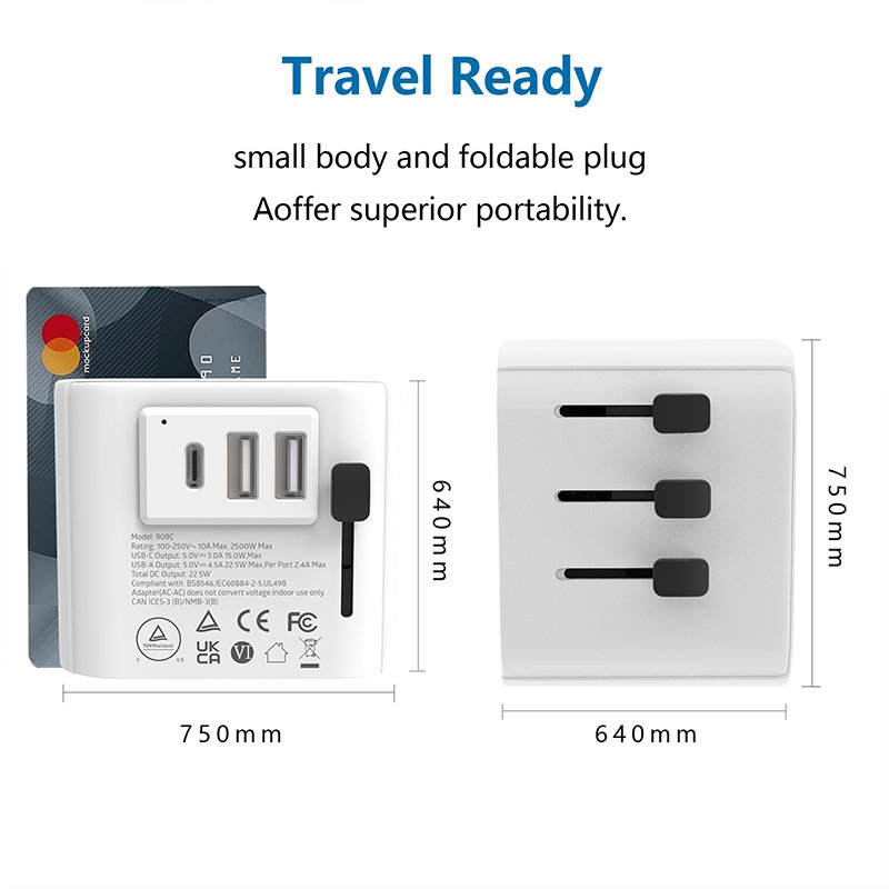 Worldplug High Quality International Type-C Port USB Wall Charger Power Plug Travel Adaptor