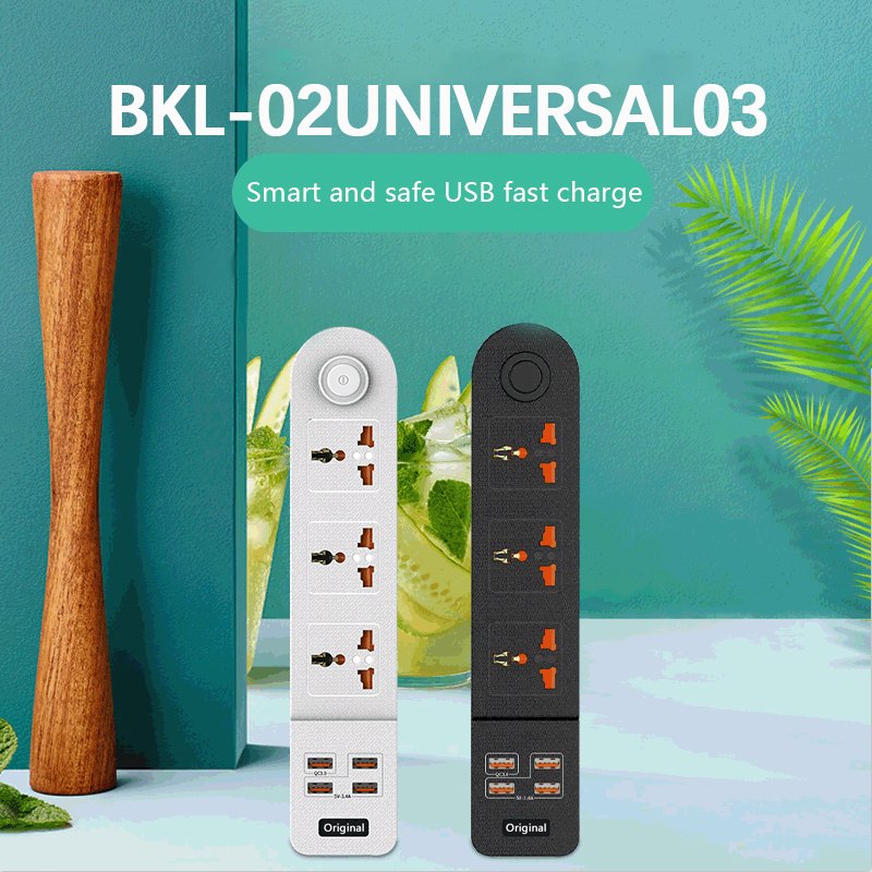 EONLINE smart power strip Universal works multi plug four takes 3 AC Socket 4 USB UK/EU/US