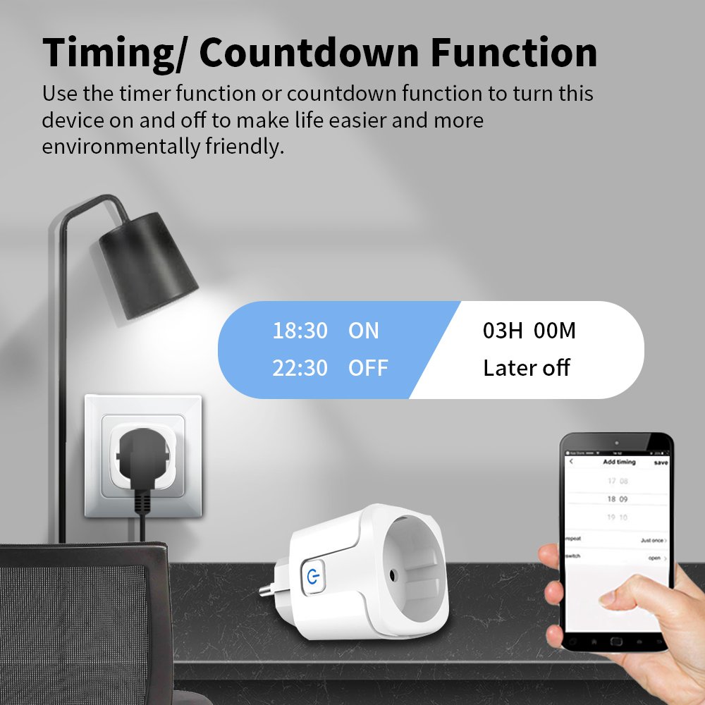 Zigbee socket with EU plug Tuya Smart life APP realize whole-house intelligence through home automation Zigbee hub gateway