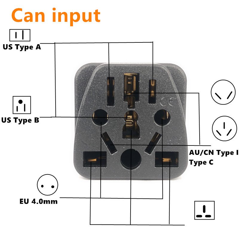 Free logo print Grounding USA Type B plug world 150 countries universal international travel power plug adapter CE ROHS