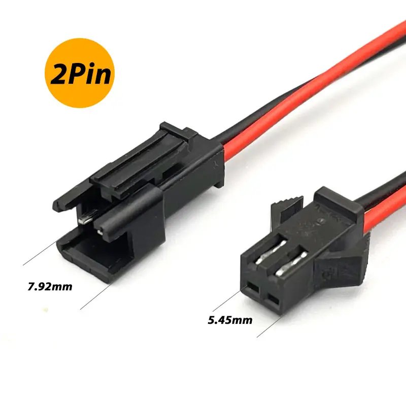 custom jst sm 2pin 22AWG male female electric connector plug cable assembly for LED lights