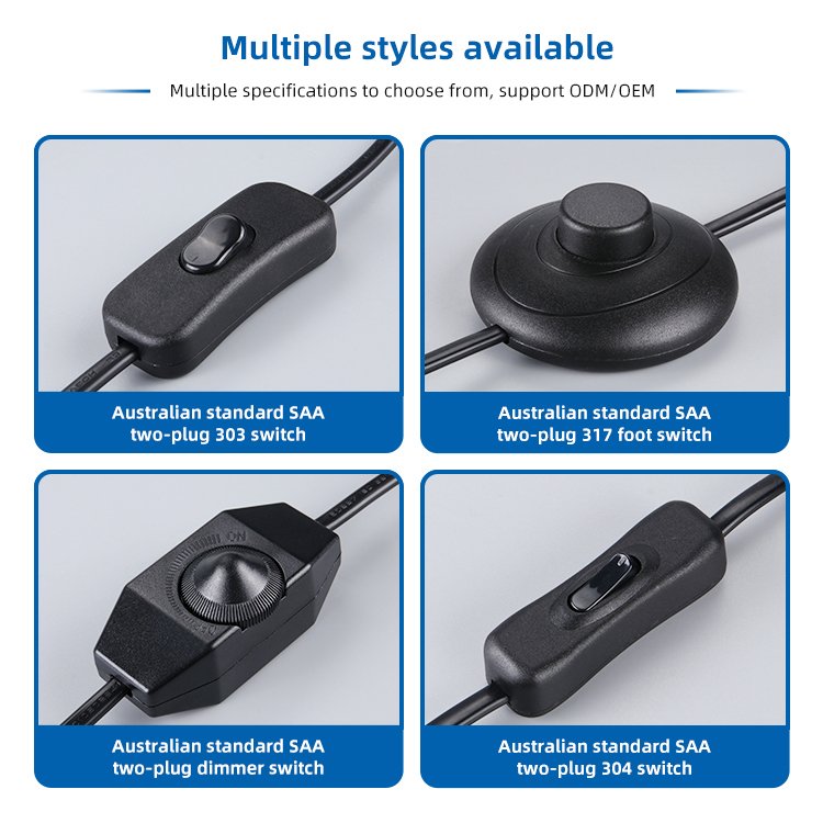 Good Quality Pvc Insulated Household Three Pin Power Cord SAA Extension Cable Plug