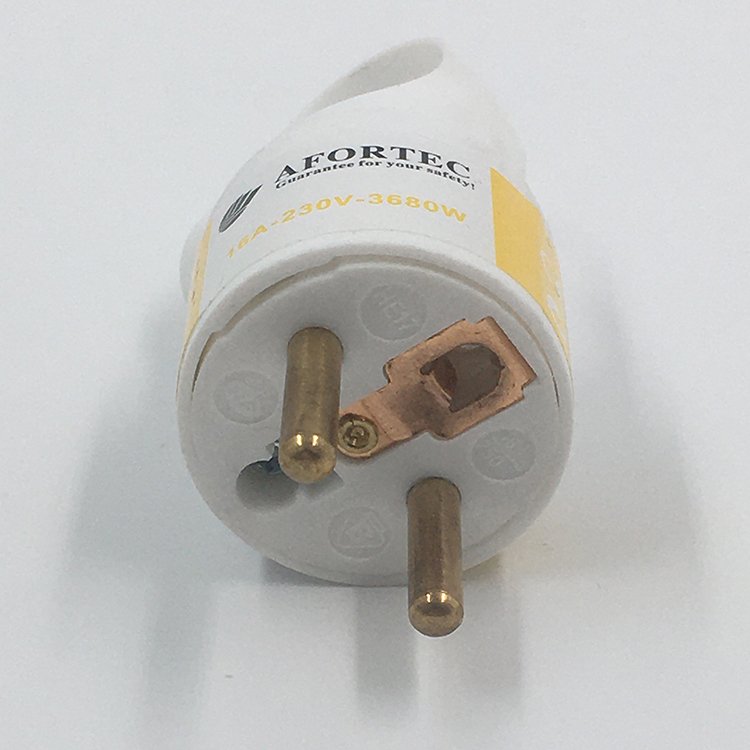 Power Plug Straight 16A 2 Pin Power Plug 220V Electrical Power Plug European Black