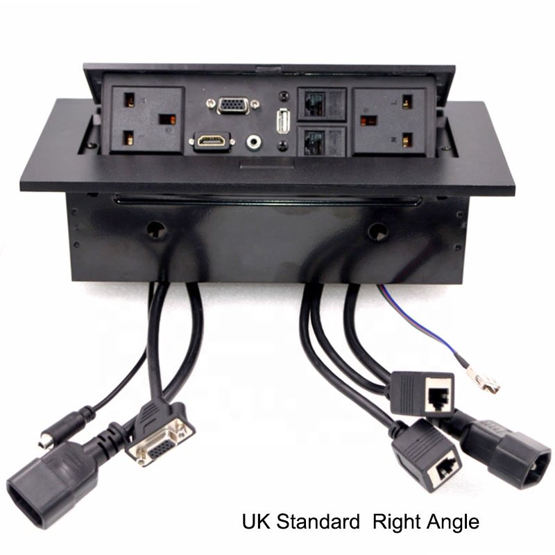 Hot Selling Universal 3-Hole ABS Pop-Up Desk Socket International Power USB Data Outlet Office 240V 13A AC Current EU Plug Type