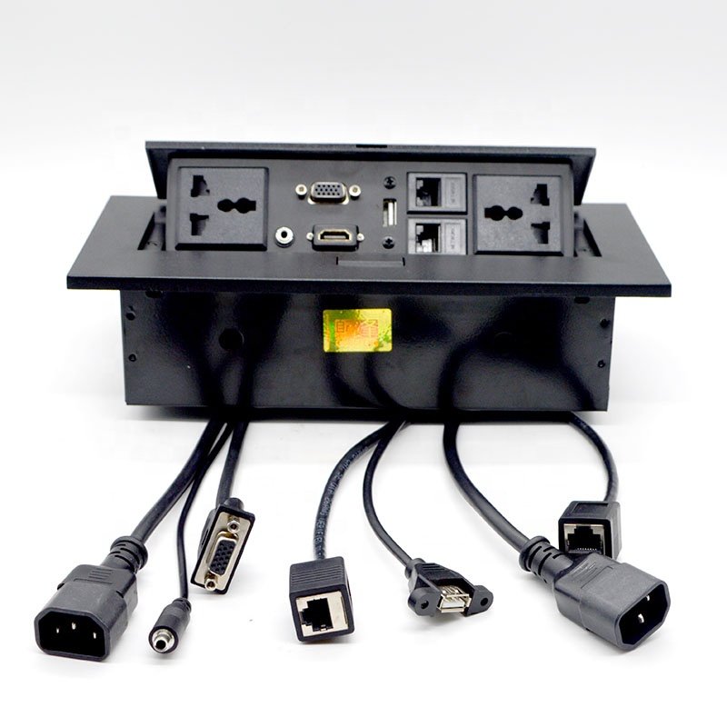 Hot Selling Universal 3-Hole ABS Pop-Up Desk Socket International Power USB Data Outlet Office 240V 13A AC Current EU Plug Type