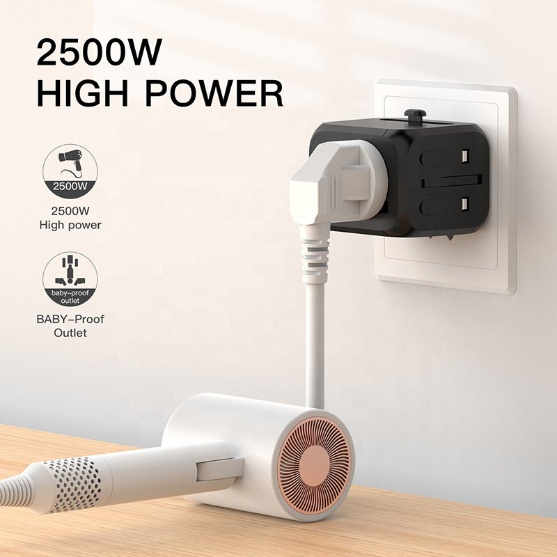 Universal All-in-One Power 1 USB 2 Type-C Outlet Ports Wall Charger International Travel Plug Adapter for laptops Cell Phones