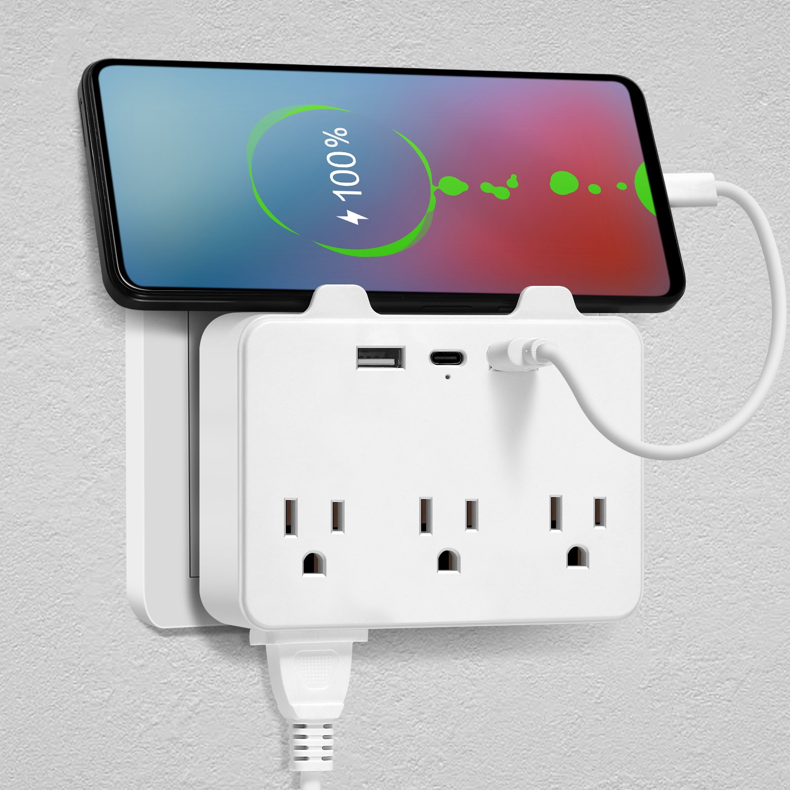 Multi Plug Outlet extender with 6 Electrical socket extender Adapter Wall socket outlet with 4USB ports