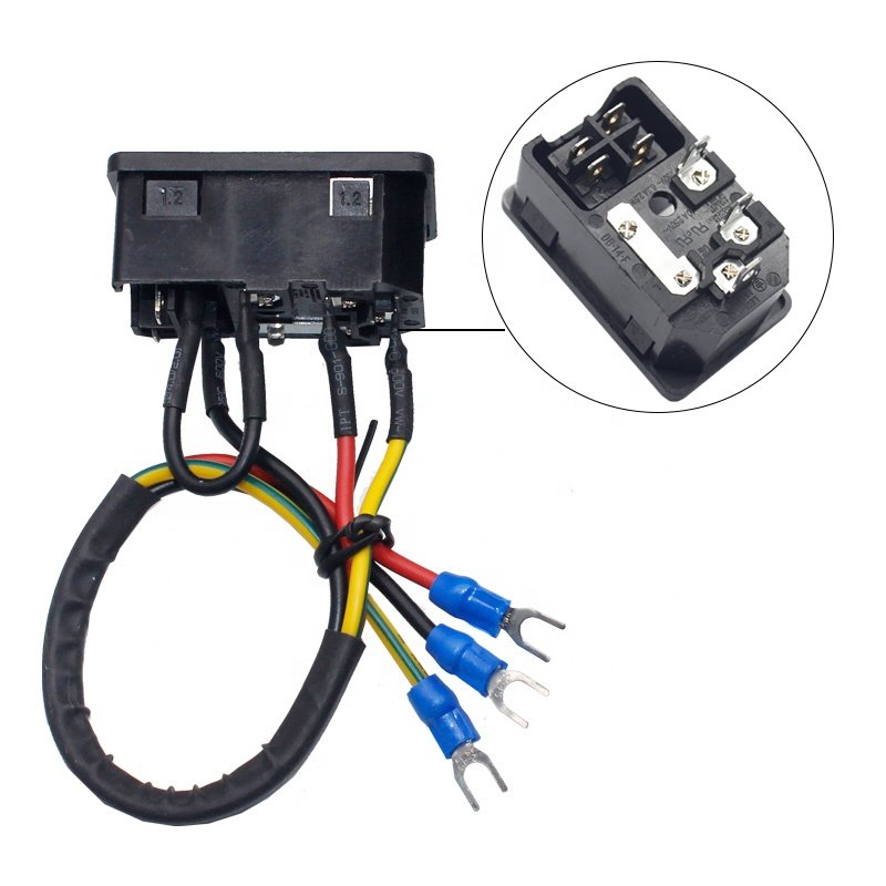IEC320 C14 Plug Power Socket 10A 250V 3 Pin Inlet Connector with Rocker Switch 10A Fuse Holder for AC Power Equipment