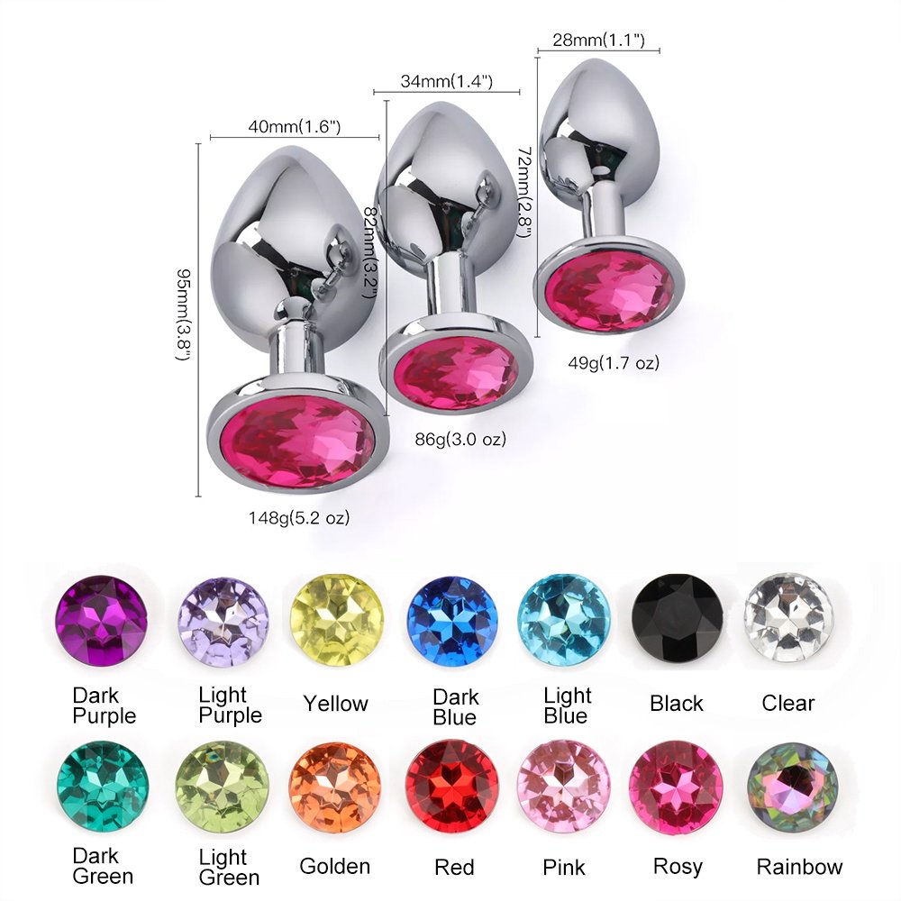 3Pcs/Set S M L Metal Anal Plug Stainless Butt Plug Fetish Adult Anal Sex Toys Heart Crystal Jewelry Anal Butt Plug For Men Woman