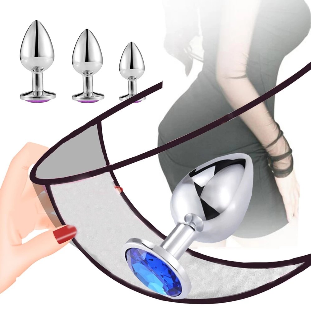 3Pcs/Set S M L Metal Anal Plug Stainless Butt Plug Fetish Adult Anal Sex Toys Heart Crystal Jewelry Anal Butt Plug For Men Woman