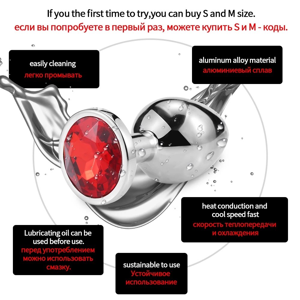 3Pcs/Set S M L Metal Anal Plug Stainless Butt Plug Fetish Adult Anal Sex Toys Heart Crystal Jewelry Anal Butt Plug For Men Woman