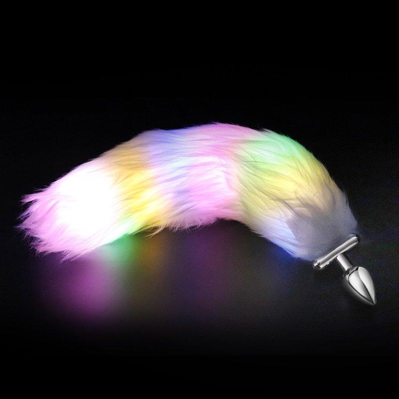 Sex Toy Colorful Long Fox Tail Butt Plug 3 Dimensions Metal Anal Plug For Male