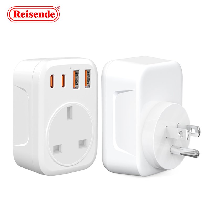 UK to European Adapter Plug with 4 USB Ports EU Travel Europe Grounded Charger for Germany France Spain Type E/F