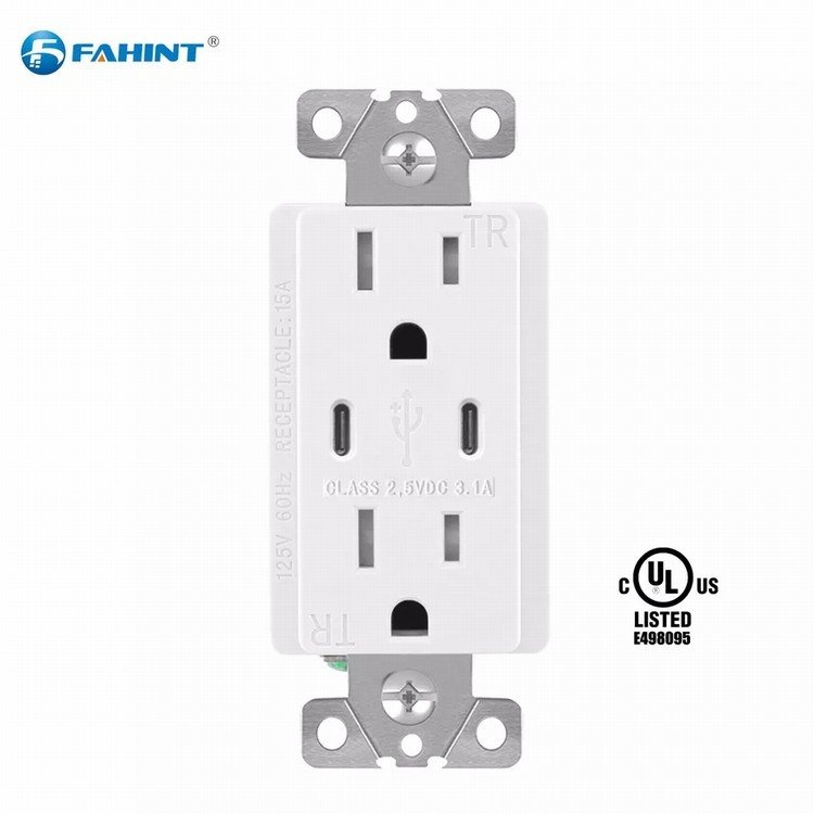 UL Listed 3.1A 3.6A 4.2 amp 3.0 Quick High Speed Charger Type A & Type C wall plug usa socket electric usb outlet
