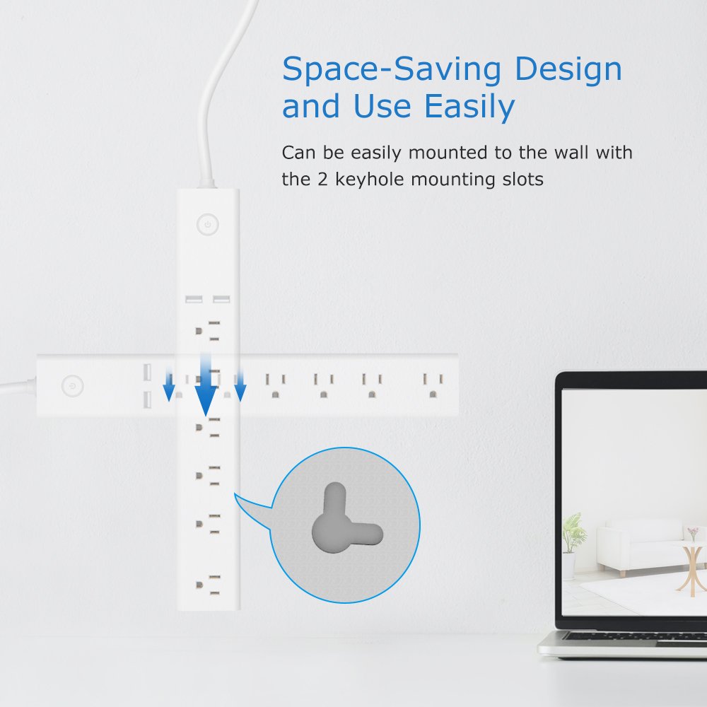 2023 New Design USA Plug Standard Smart Socket Home Electrical Supplies 6 Outlets US Power Strip with ETL Certification
