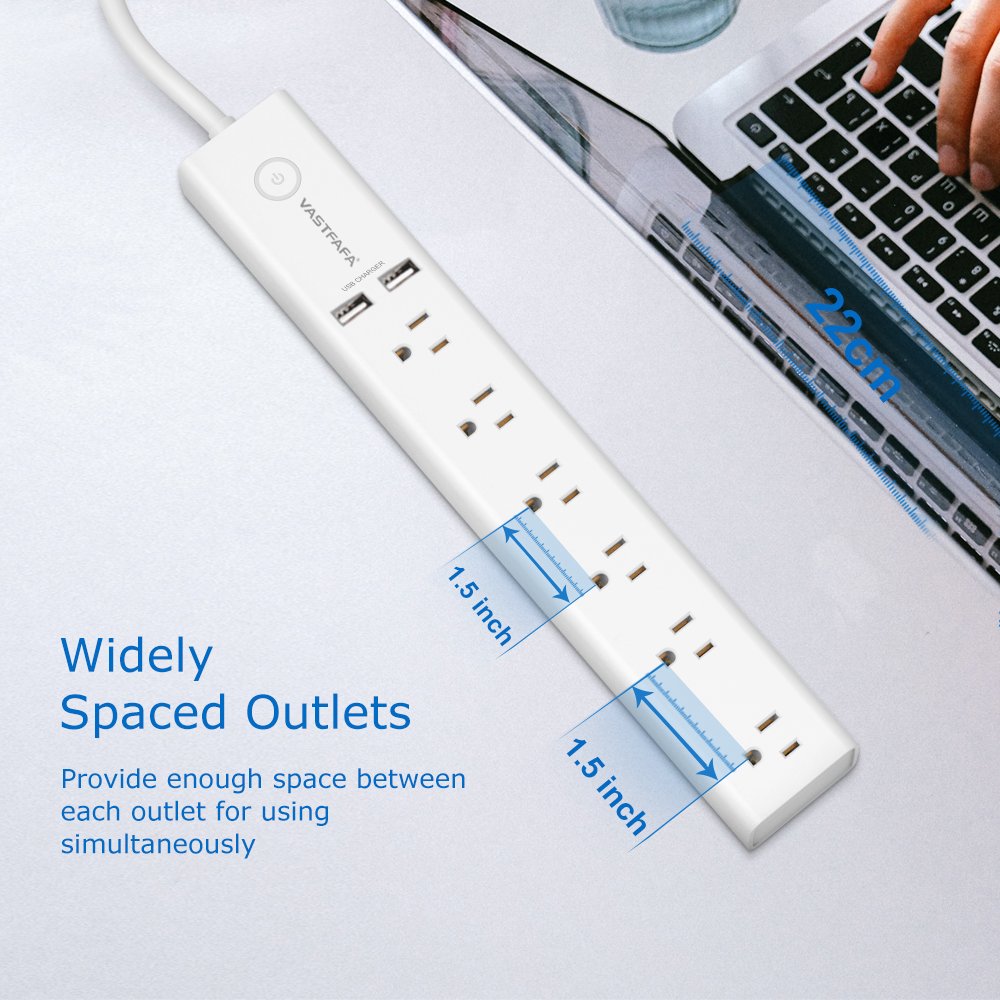 2023 New Design USA Plug Standard Smart Socket Home Electrical Supplies 6 Outlets US Power Strip with ETL Certification