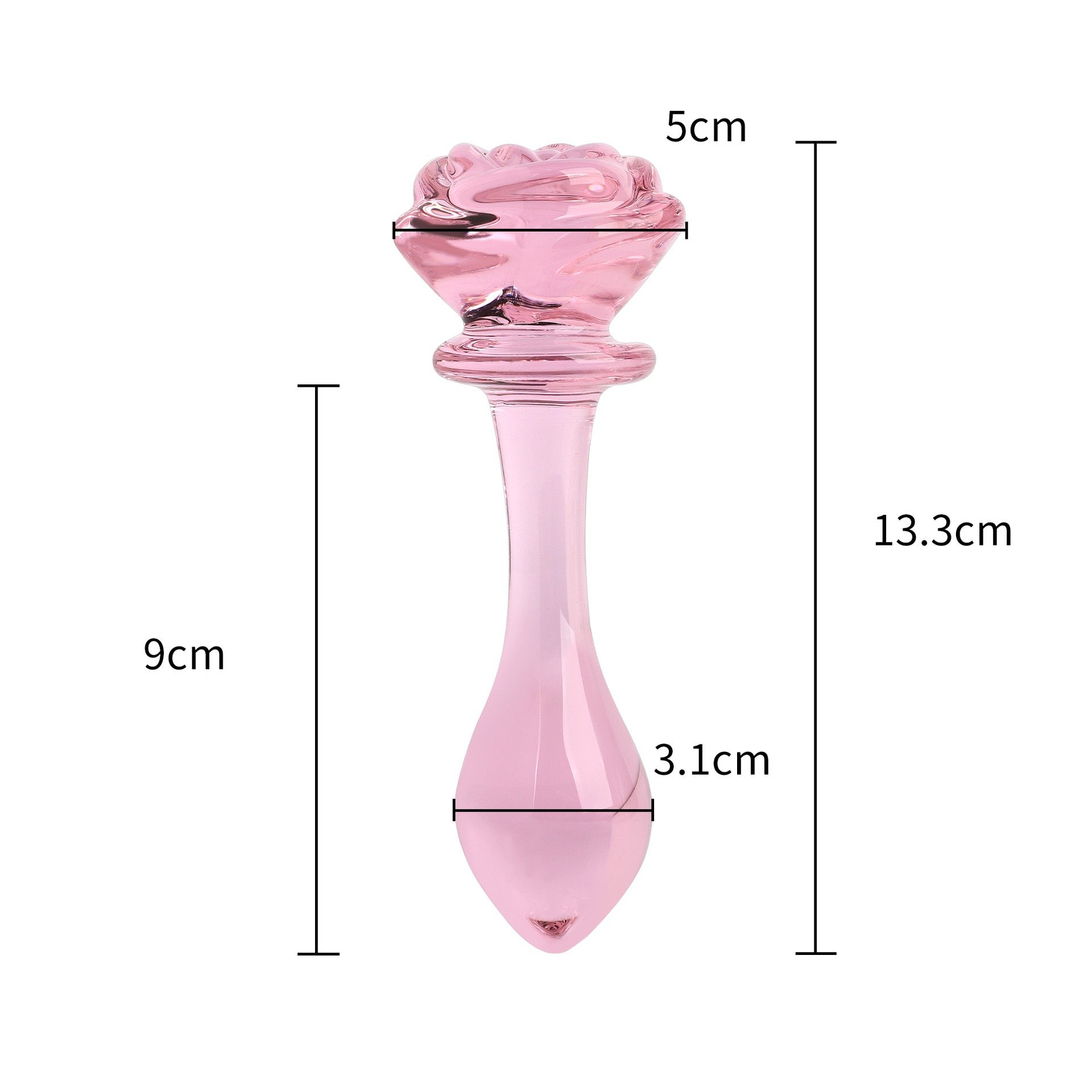 Wholesale G Spot Stimulation Pleasure Pink Rose Flower Crystal Glass Wand Dildos Anal Plug Sex Toys