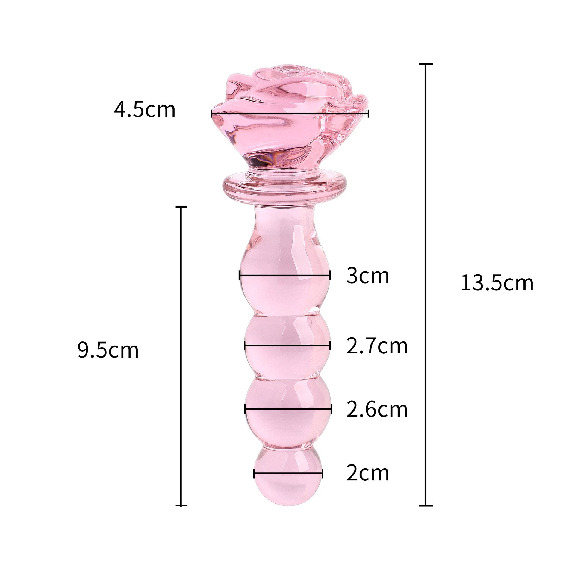 Wholesale G Spot Stimulation Pleasure Pink Rose Flower Crystal Glass Wand Dildos Anal Plug Sex Toys