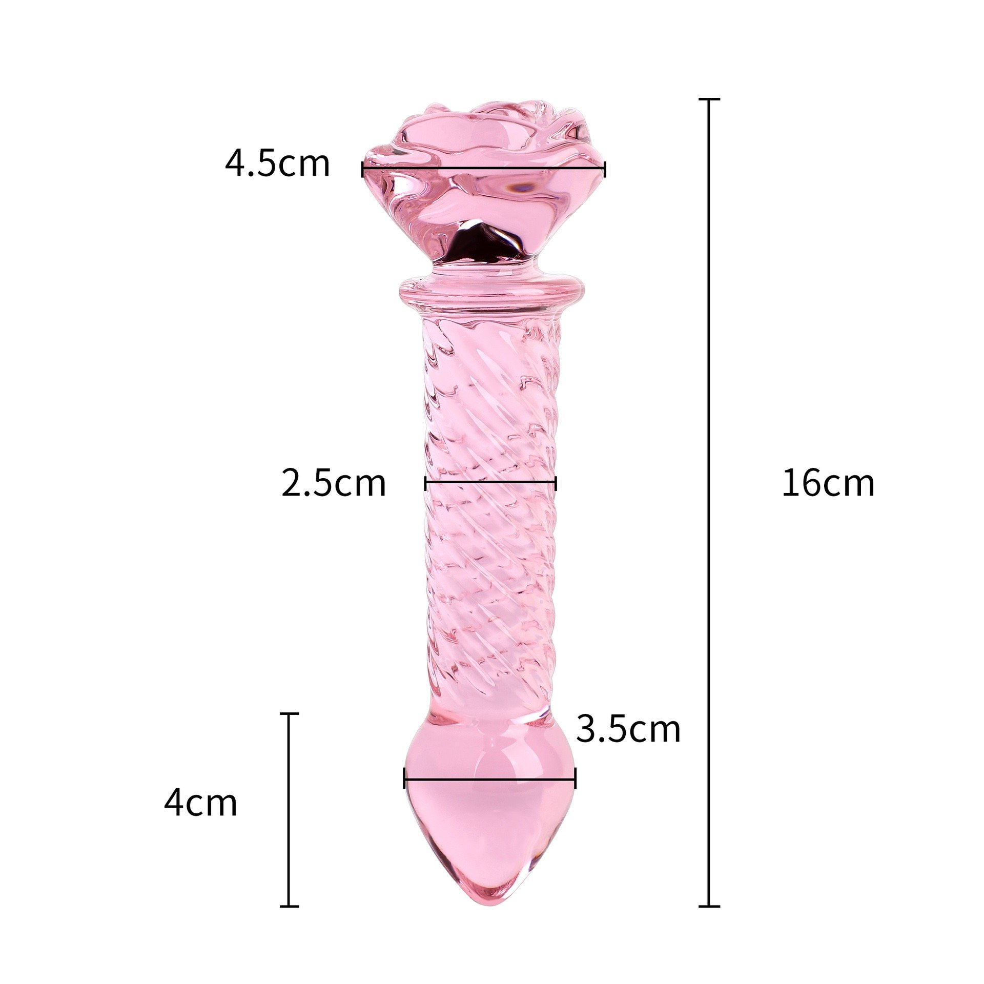 Wholesale G Spot Stimulation Pleasure Pink Rose Flower Crystal Glass Wand Dildos Anal Plug Sex Toys