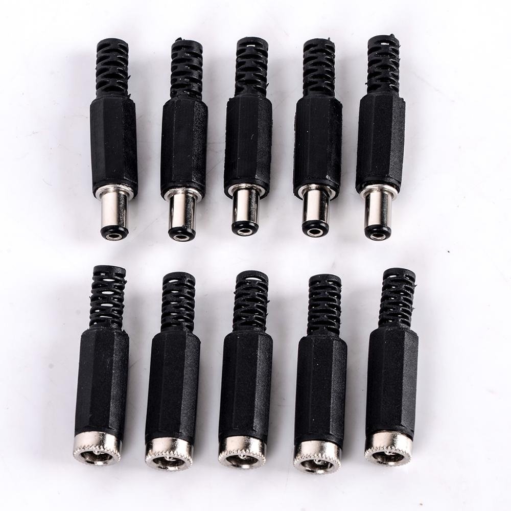 DC Power Jack Plugs Male Female Socket Adapter Connectors 2.1mm x 5.5mm For Projects Disassembly Female Male Plug