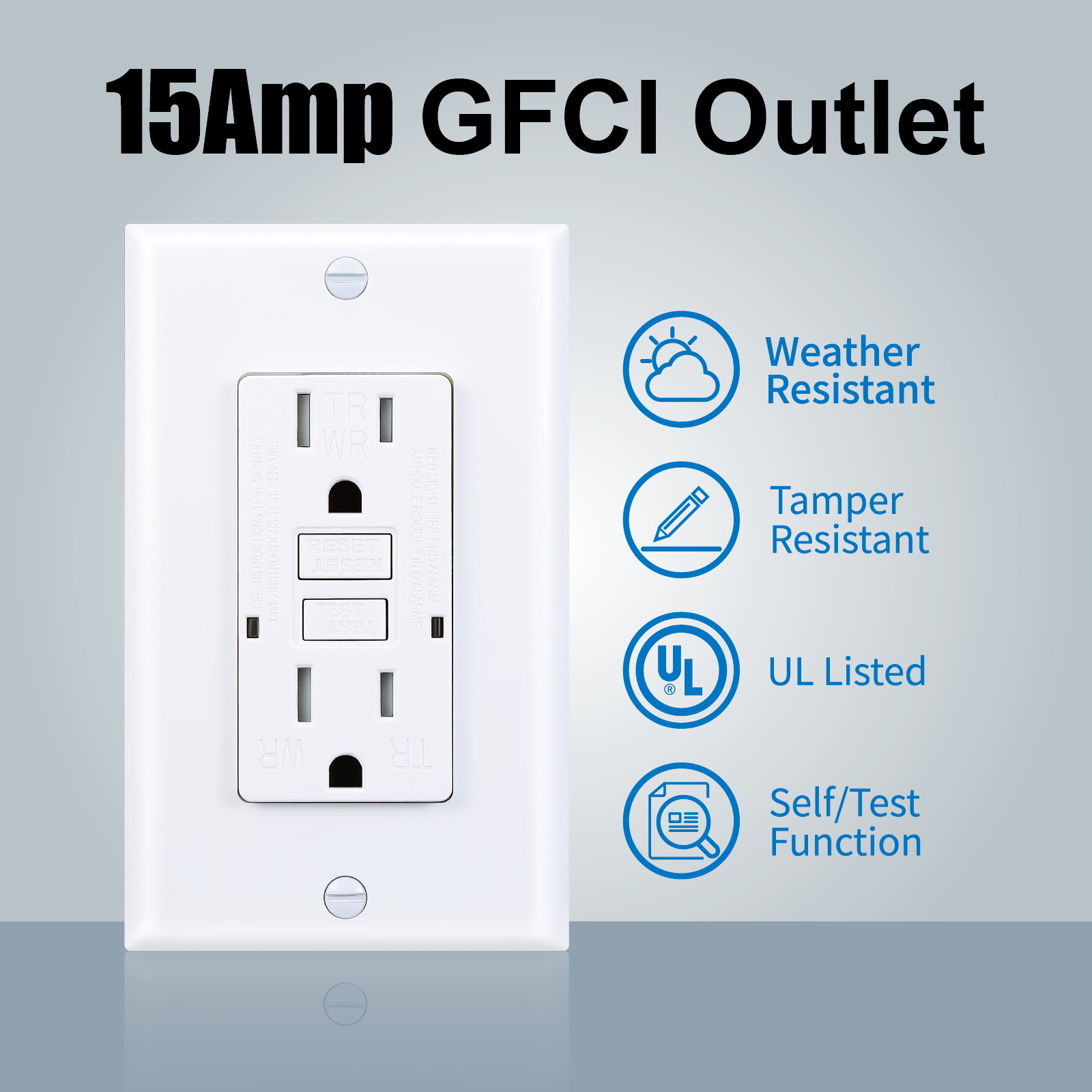 USA WAREHOUSE gfci plug only 15 amp gfci outlet with night light factory outlet