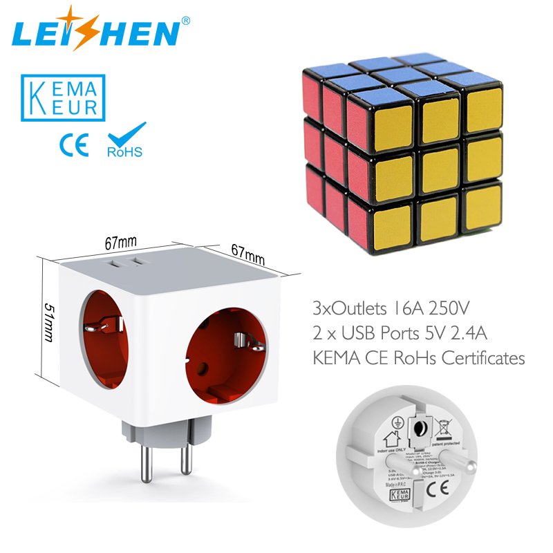 Hot Extension Socket Magic cube shape outlet Mini Cute Cube Square Plug Europe standard 3 - 4 ways Power Cube&strip with plug