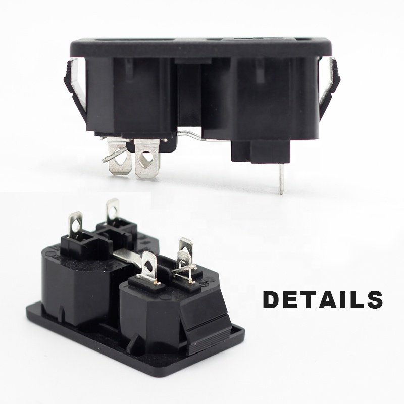 15A 250VAC IEC 60320 C13 C14 combine socket 2 in 1 power inlet outlet plug socket