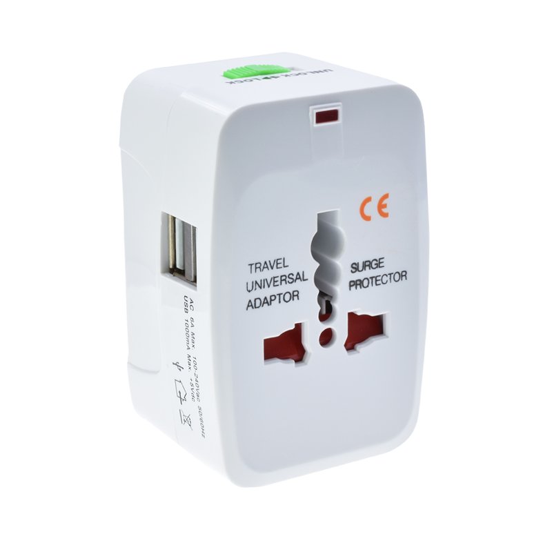 EU US UK AU Swiss Brazil Indonesia Canada France world all in one universal promotional travel adaptors with 2 usb