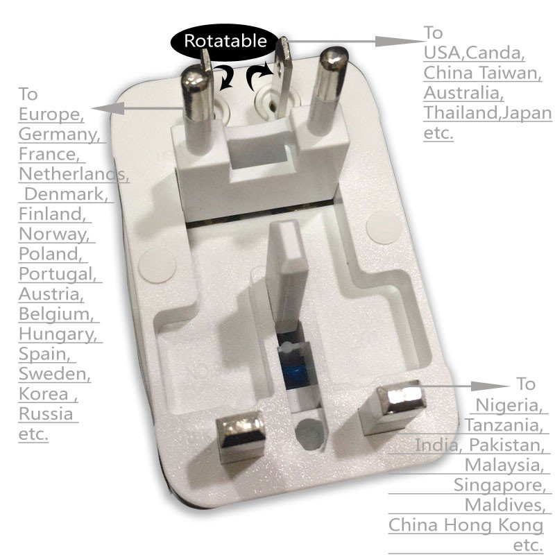 EU US UK AU Swiss Brazil Indonesia Canada France world all in one universal promotional travel adaptors with 2 usb