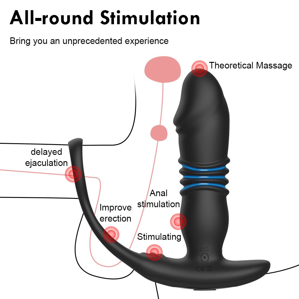remote control Telescopic Butt Plug with cock ring Penis Delay Ejaculation Prostate Massage vibrating Dlido male anal vibrator