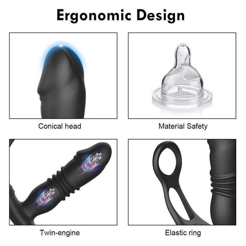 remote control Telescopic Butt Plug with cock ring Penis Delay Ejaculation Prostate Massage vibrating Dlido male anal vibrator