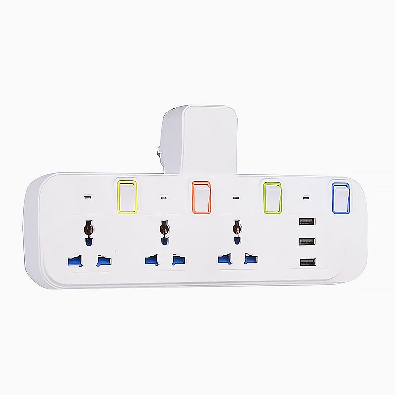 UK Wireless Universal Plug Splitter Extension Power Strip With 3 USB Charger AC220~240V 10A For Home Office