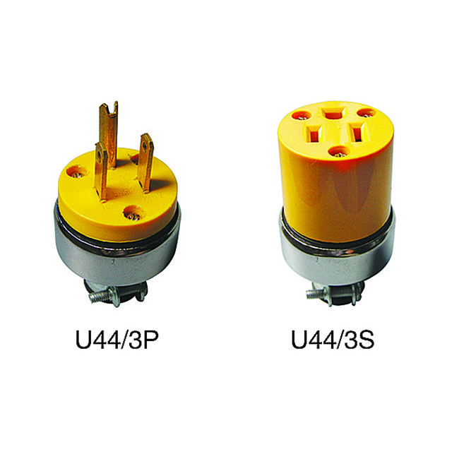U44 15 Amp 250 Volt Grounding Straight Blade American Standard Audio Power Plug