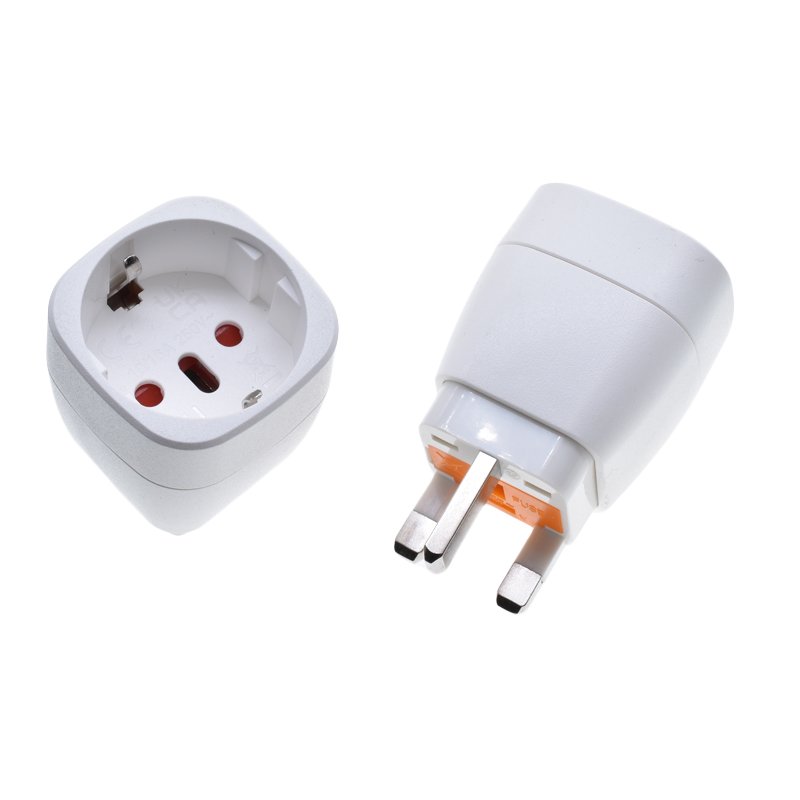 EU To UK AU US Swiss Italy plug Adapter Schuko Type F Euro Round Pins Socket To Type G Type B 3 Pins Converter Adapter