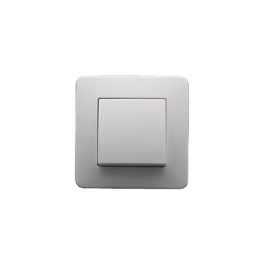 European standard 1 Gang 1 Way 2 Way switch grey flame retardant PC panel plug socket electrical wall socket panel
