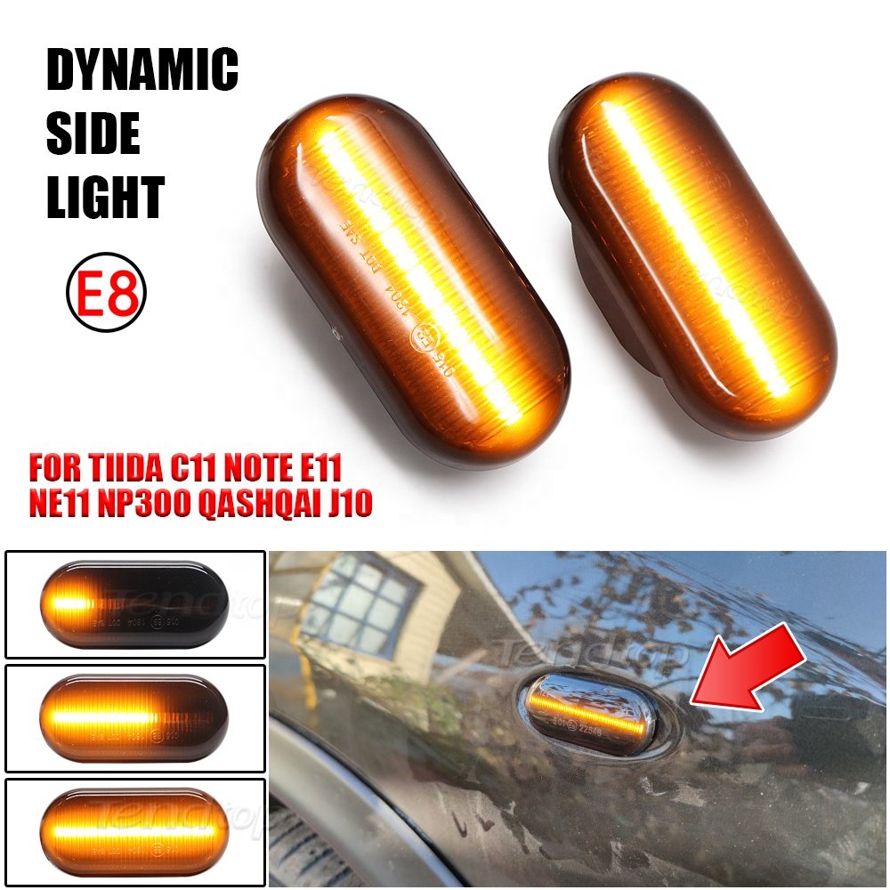 Sequential Turn Blinker Side Marker Signal lights For Nissan Tiida C11 Note E11 Micra K12 NP300 Navara D40 Qashqai J10 LED lamp