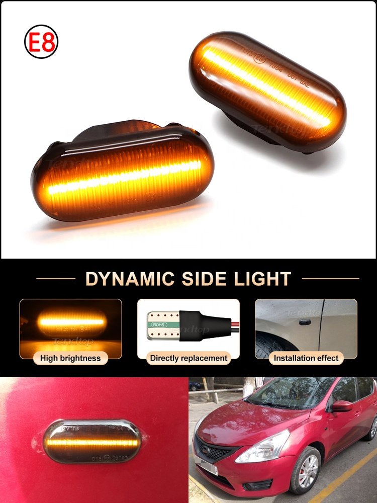 Sequential Turn Blinker Side Marker Signal lights For Nissan Tiida C11 Note E11 Micra K12 NP300 Navara D40 Qashqai J10 LED lamp