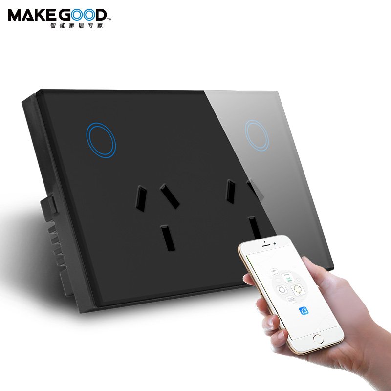 Touch Sense Glass Panel GPO Power Point WIFI Wall Socket Mobile Control Compatible Alexa and Google Home