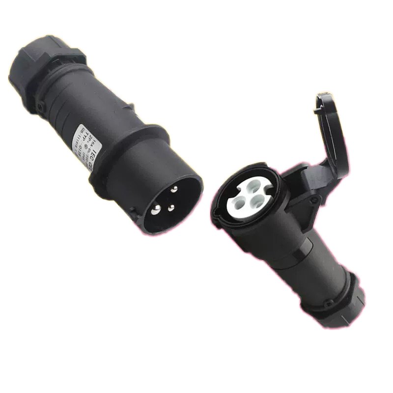IP44 waterproof industrial plug socket 3-core 16A black stage lighting male and female power plug socket set