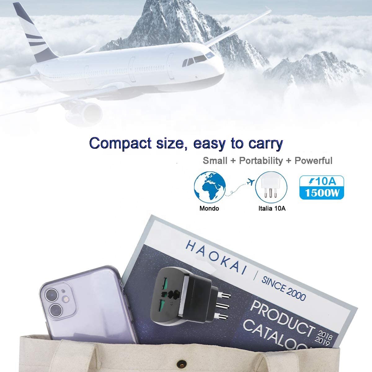Type K to UK, US USA American, AUS, Europe, Thailand, Ireland UniversalWorldwide Plug Socket International 3 Pin Zinc
